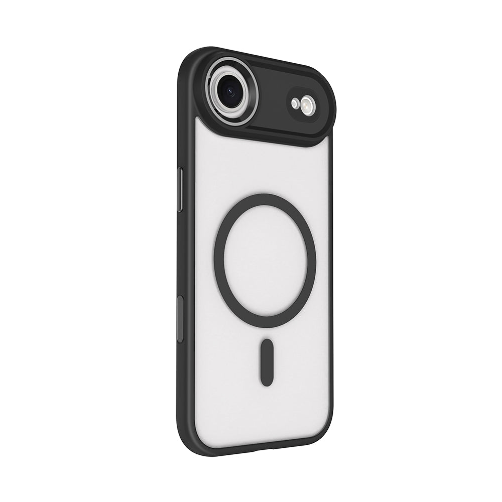 Apple iPhone 17 Air Kılıf Wireless Şarj Özellikli Zore Krom M-safe Silikon Kapak Siyah