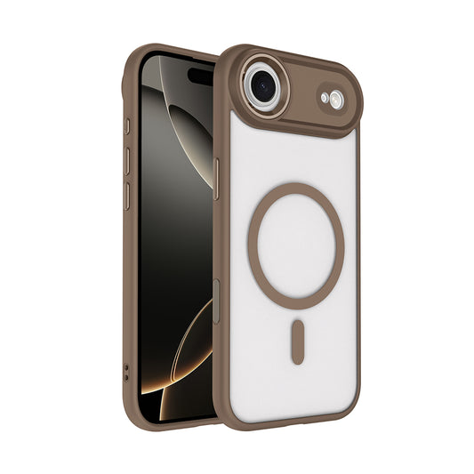 Apple iPhone 17 Air Kılıf Wireless Şarj Özellikli Zore Krom M-safe Silikon Kapak Desert Gold