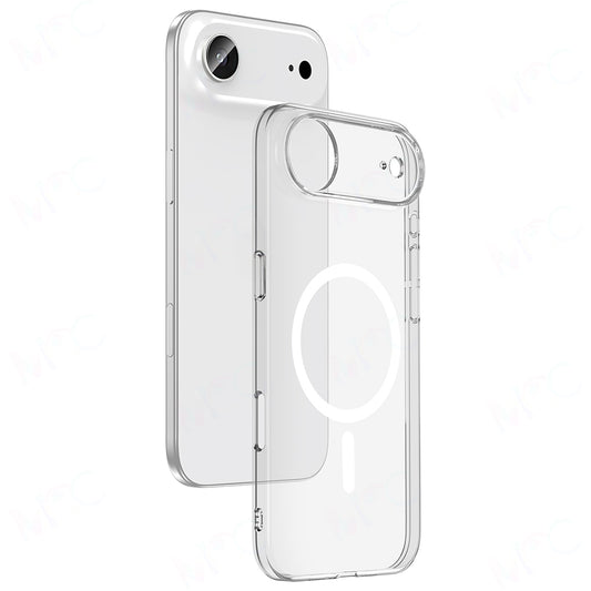 Apple iPhone 17 Air Kılıf Zore M-safe Şarj Özellikli Şeffaf Kamera Çerçeveli Porto Kapak Şeffaf