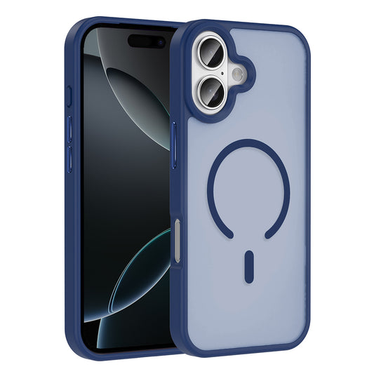Apple iPhone 17 Kılıf M-safe Şarj Özellikli Mat Arka Yüzey Zore Sio Kapak Lacivert