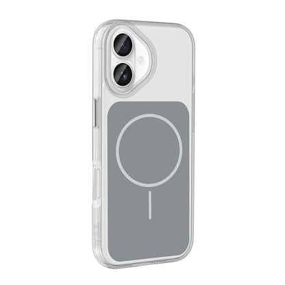 Apple iPhone 17 Kılıf M-Safe Şarj Özellikli Metal Buton Tasarımlı Zore İkonik Sert Silikon Kapak Mavi