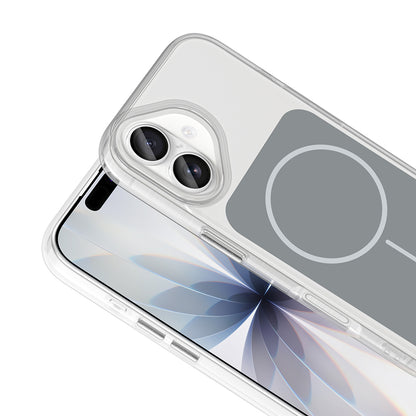 Apple iPhone 17 Kılıf M-Safe Şarj Özellikli Metal Buton Tasarımlı Zore İkonik Sert Silikon Kapak Gri