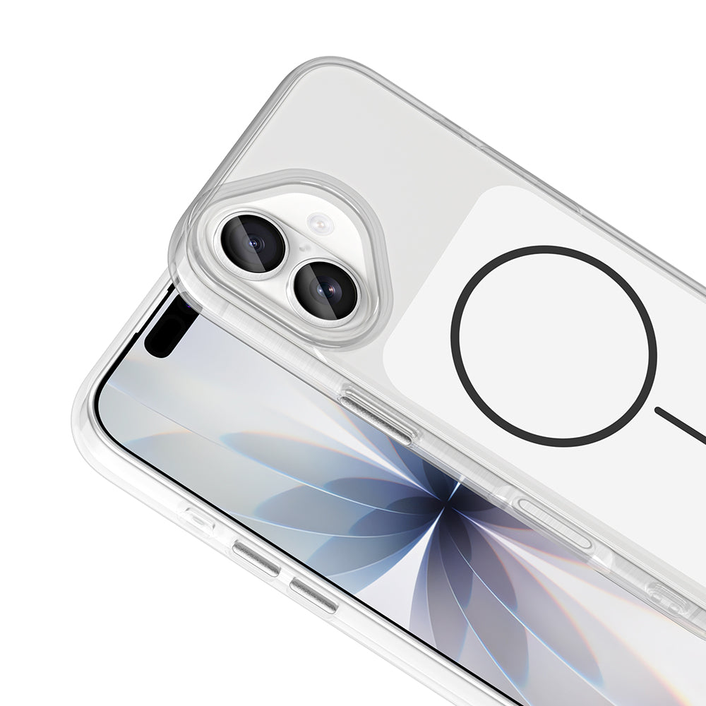 Apple iPhone 17 Kılıf M-Safe Şarj Özellikli Metal Buton Tasarımlı Zore İkonik Sert Silikon Kapak Gri