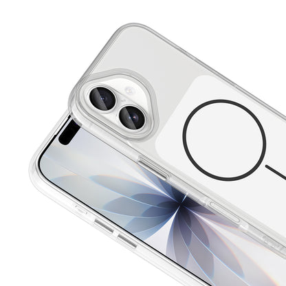 Apple iPhone 17 Kılıf M-Safe Şarj Özellikli Metal Buton Tasarımlı Zore İkonik Sert Silikon Kapak Mavi