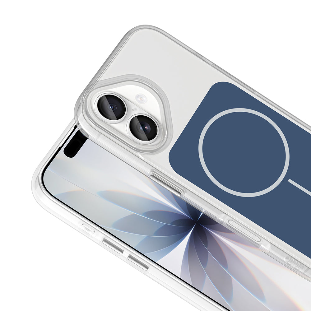 Apple iPhone 17 Kılıf M-Safe Şarj Özellikli Metal Buton Tasarımlı Zore İkonik Sert Silikon Kapak Beyaz