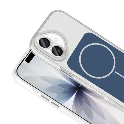 Apple iPhone 17 Kılıf M-Safe Şarj Özellikli Metal Buton Tasarımlı Zore İkonik Sert Silikon Kapak Beyaz