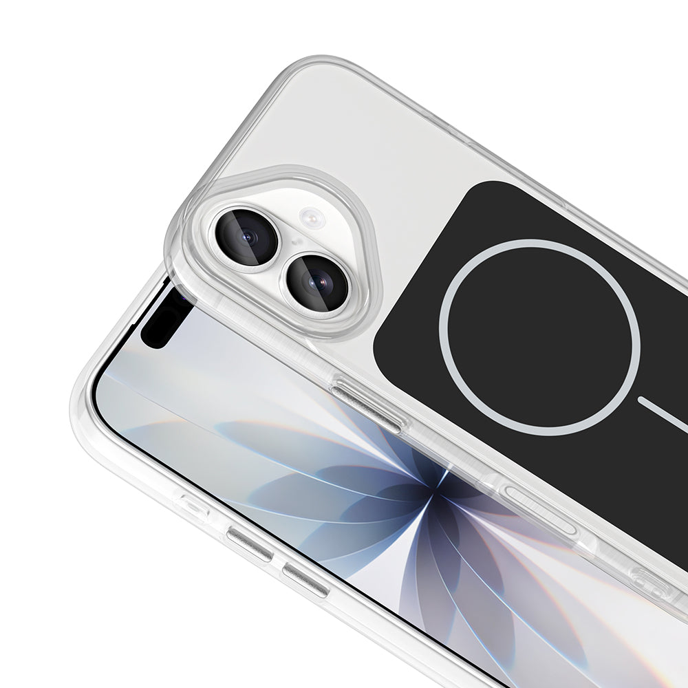 Apple iPhone 17 Kılıf M-Safe Şarj Özellikli Metal Buton Tasarımlı Zore İkonik Sert Silikon Kapak Gri