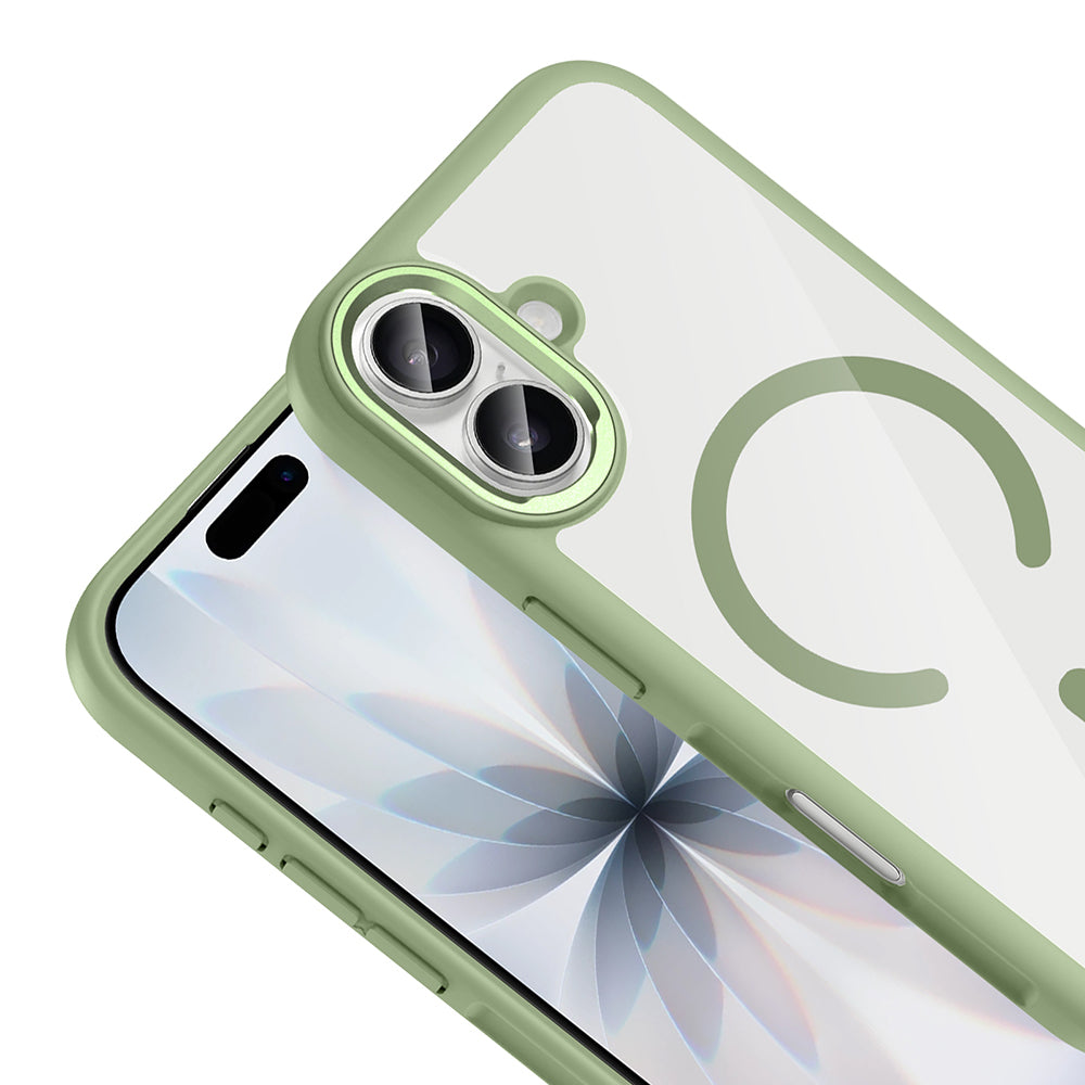 Apple iPhone 17 Kılıf M-Safe Şarj Özellikli Metal Kamera Çerçeveli Zore Tiko Kapak Mavi