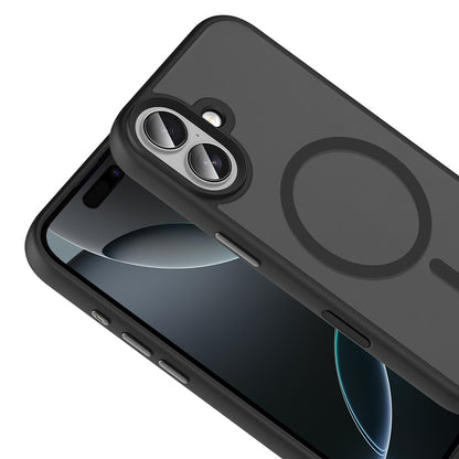 Apple iPhone 17 Kılıf Mat Arka Yüzey Wireless Şarj Özellikli Zore Flet M-safe Kapak Siyah