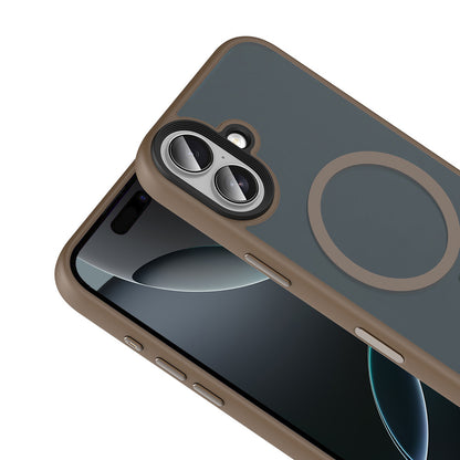 Apple iPhone 17 Kılıf Mat Arka Yüzey Wireless Şarj Özellikli Zore Flet M-safe Kapak Desert Titanyum