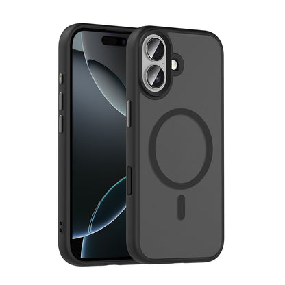 Apple iPhone 17 Kılıf Mat Arka Yüzey Wireless Şarj Özellikli Zore Flet M-safe Kapak Siyah