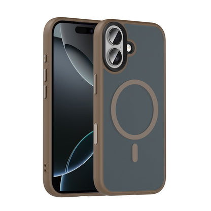 Apple iPhone 17 Kılıf Mat Arka Yüzey Wireless Şarj Özellikli Zore Flet M-safe Kapak Desert Titanyum