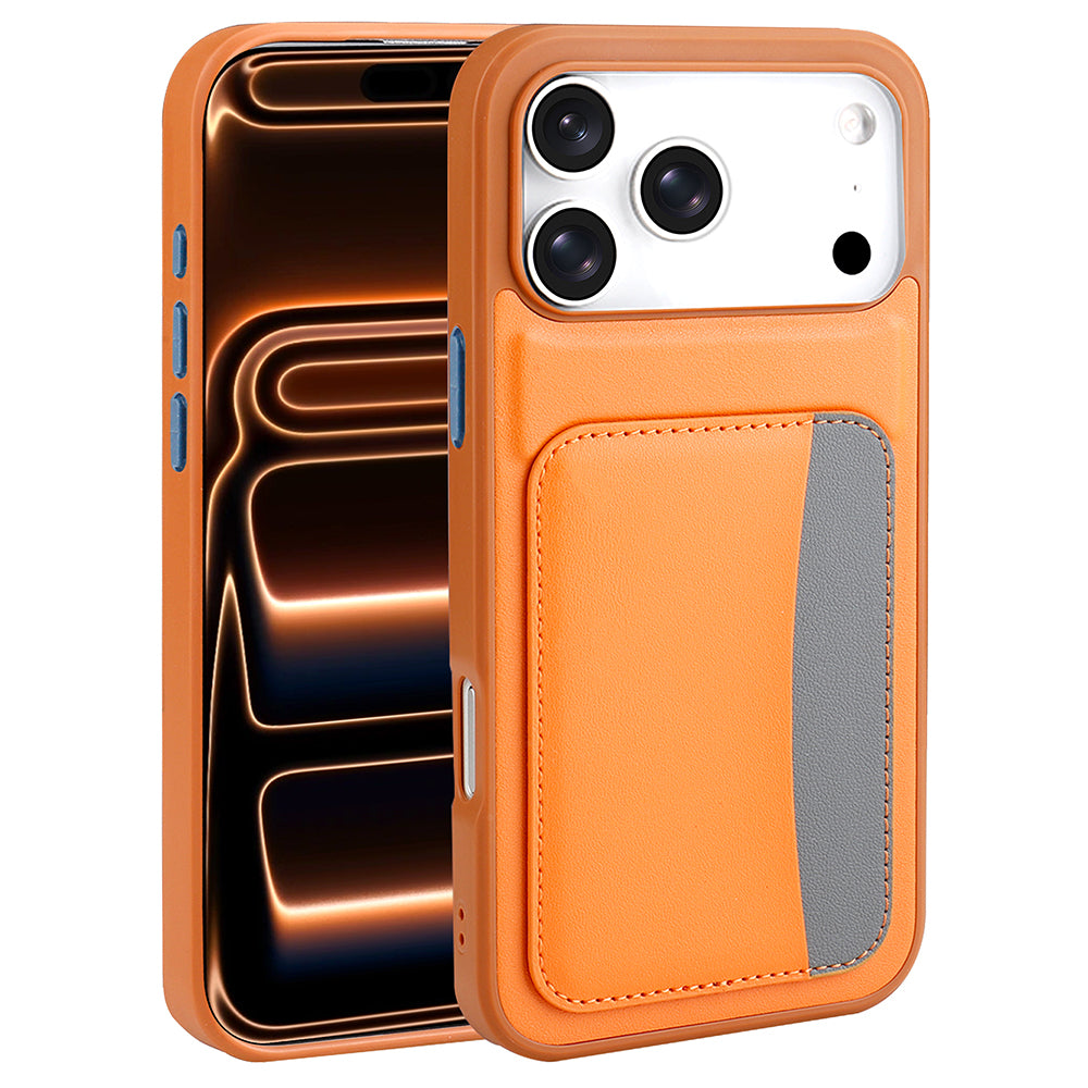 Apple iPhone 17 Pro Kılıf Kartlıklı Zore X-Kart Silikon Kapak Turuncu