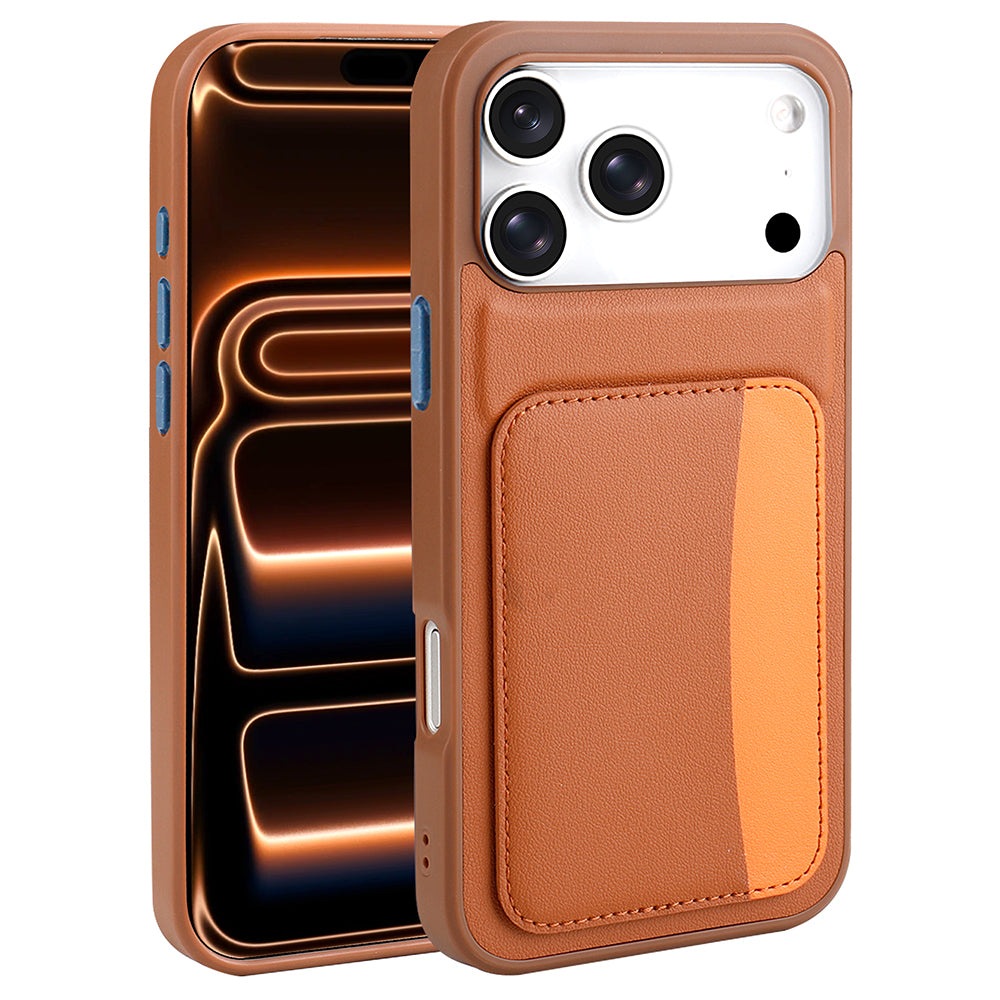 Apple iPhone 17 Pro Kılıf Kartlıklı Zore X-Kart Silikon Kapak Kahverengi