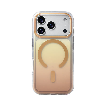 Apple iPhone 17 Pro Kılıf M-safe Şarj Özellikli Transparan Renk Geçişli Zore Toros Kapak Rose Pembe