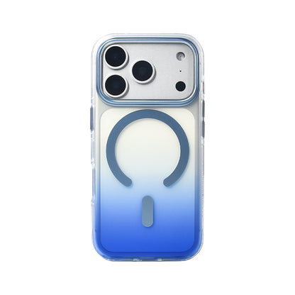 Apple iPhone 17 Pro Kılıf M-safe Şarj Özellikli Transparan Renk Geçişli Zore Toros Kapak Mavi