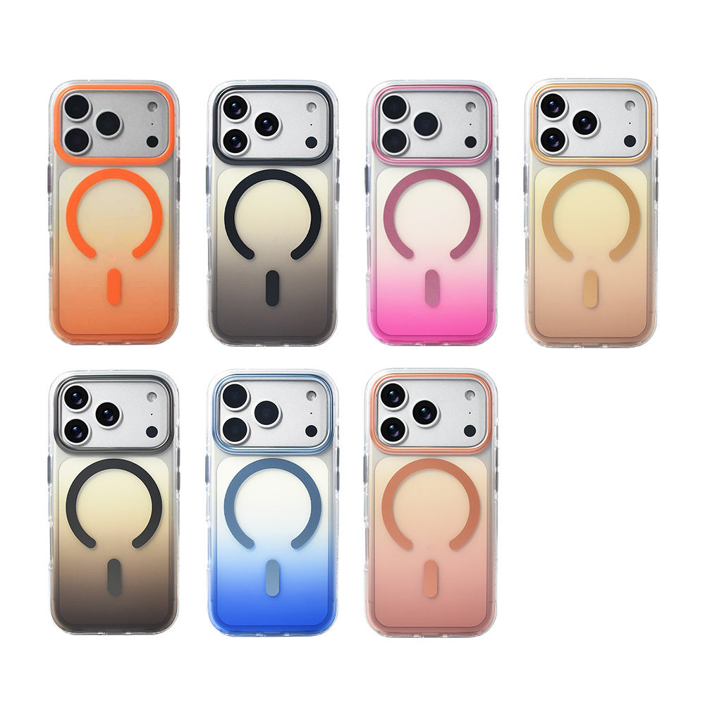 Apple iPhone 17 Pro Kılıf M-safe Şarj Özellikli Transparan Renk Geçişli Zore Toros Kapak Siyah
