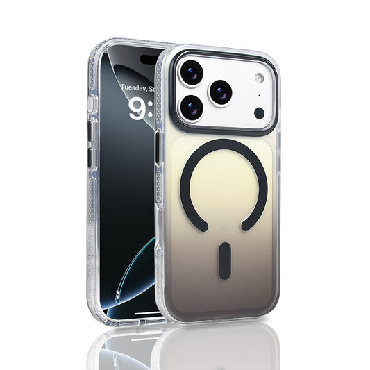 Apple iPhone 17 Pro Kılıf M-safe Şarj Özellikli Transparan Renk Geçişli Zore Toros Kapak Siyah