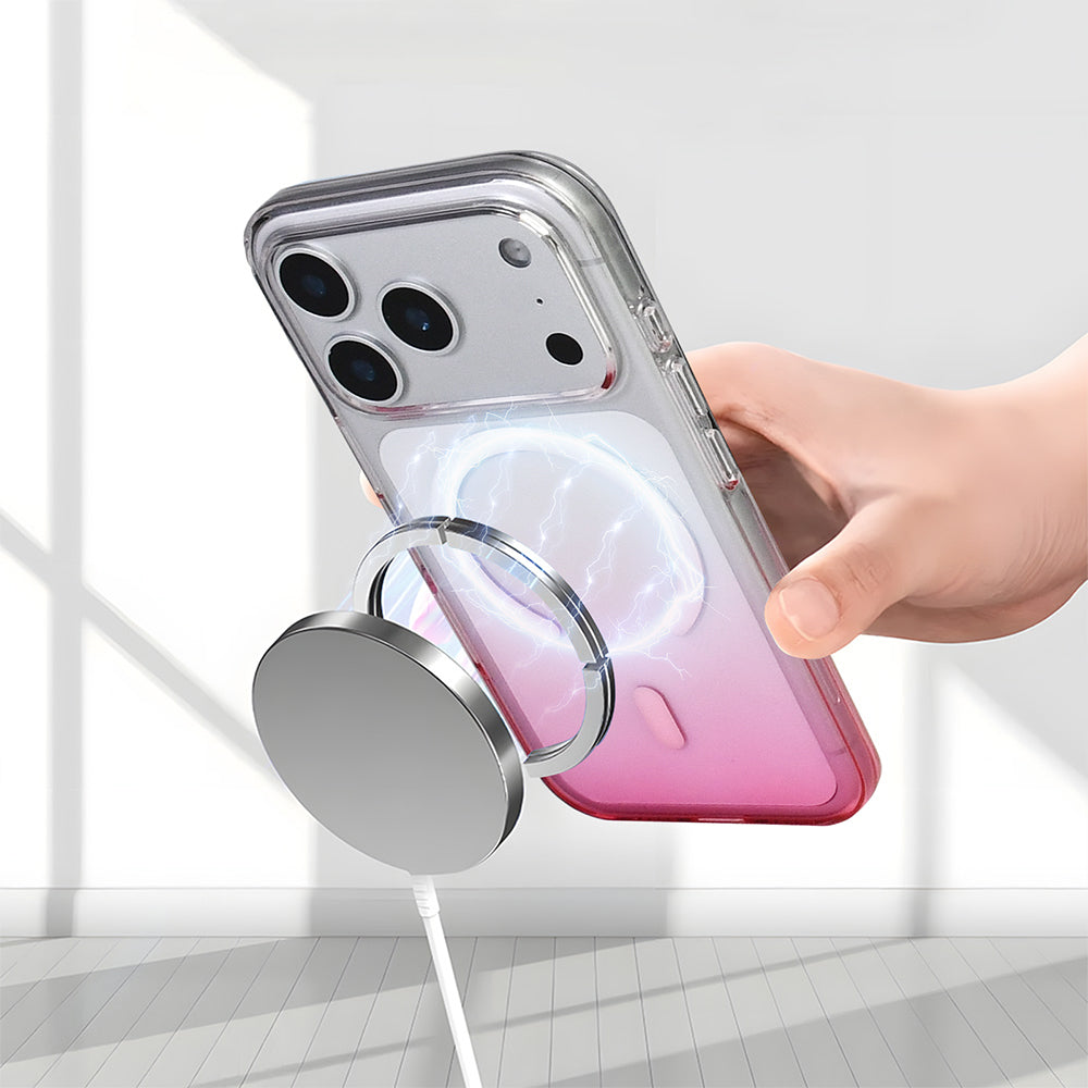 Apple iPhone 17 Pro Kılıf M-Safe Şarj Özellikli Zore Septik Silikon Kapak Pembe