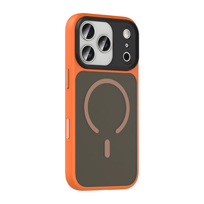 Apple iPhone 17 Pro Kılıf Mat Arka Yüzey Wireless Şarj Özellikli Zore Flet M-safe Kapak Gri
