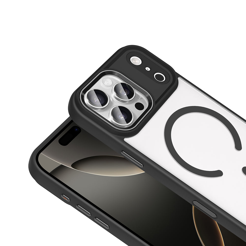 Apple iPhone 17 Pro Kılıf Wireless Şarj Özellikli Zore Krom M-safe Silikon Kapak Desert Gold