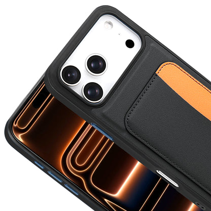 Apple iPhone 17 Pro Max Kılıf Kartlıklı Zore X-Kart Silikon Kapak Turuncu