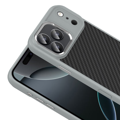 Apple iPhone 17 Pro Max Kılıf M-Safe Şarj Özellikli Karbon Fiber Görünümlü Zore Truva Silikon Kapak Siyah