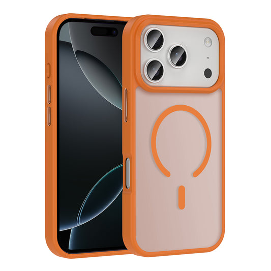 Apple iPhone 17 Pro Max Kılıf M-safe Şarj Özellikli Mat Arka Yüzey Zore Sio Kapak Turuncu
