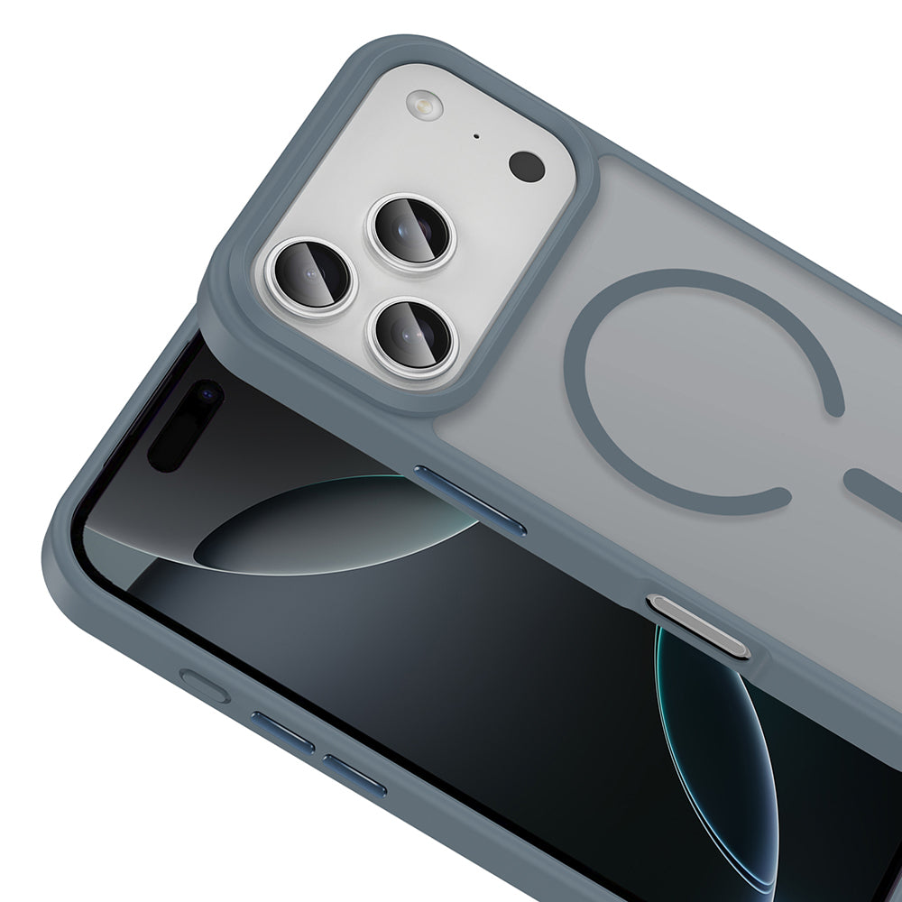Apple iPhone 17 Pro Max Kılıf M-safe Şarj Özellikli Mat Arka Yüzey Zore Sio Kapak Gri