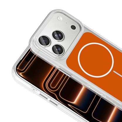 Apple iPhone 17 Pro Max Kılıf M-Safe Şarj Özellikli Metal Buton Tasarımlı Zore İkonik Sert Silikon Kapak Mavi