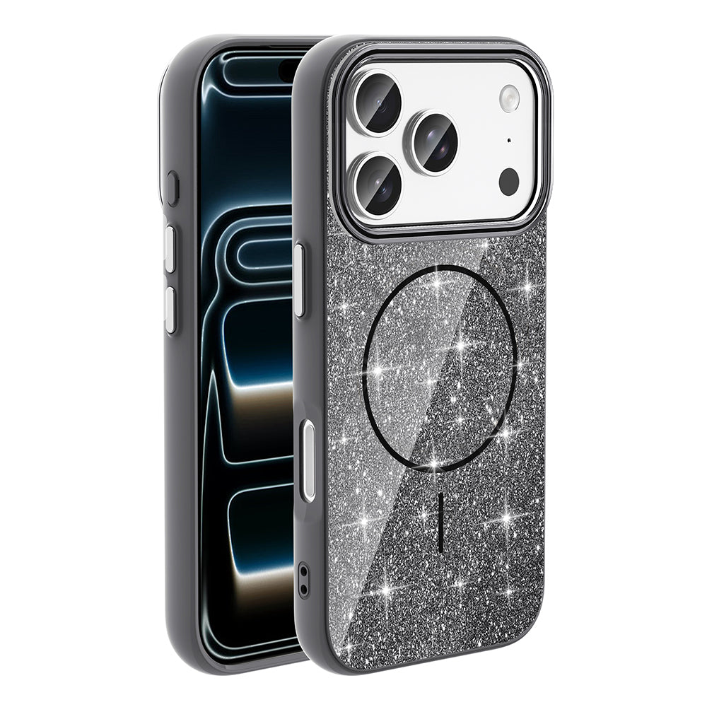 Apple iPhone 17 Pro Max Kılıf M-safe Şarj Özellikli Parlayan Simli Zore Okso Kapak