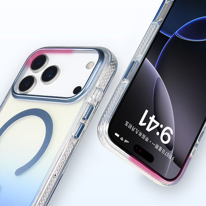 Apple iPhone 17 Pro Max Kılıf M-safe Şarj Özellikli Transparan Renk Geçişli Zore Toros Kapak Rose Pembe