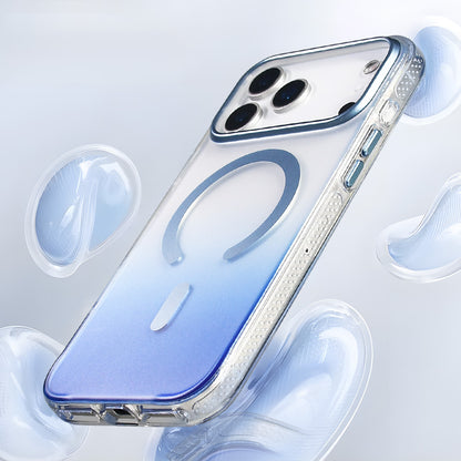 Apple iPhone 17 Pro Max Kılıf M-safe Şarj Özellikli Transparan Renk Geçişli Zore Toros Kapak Mavi