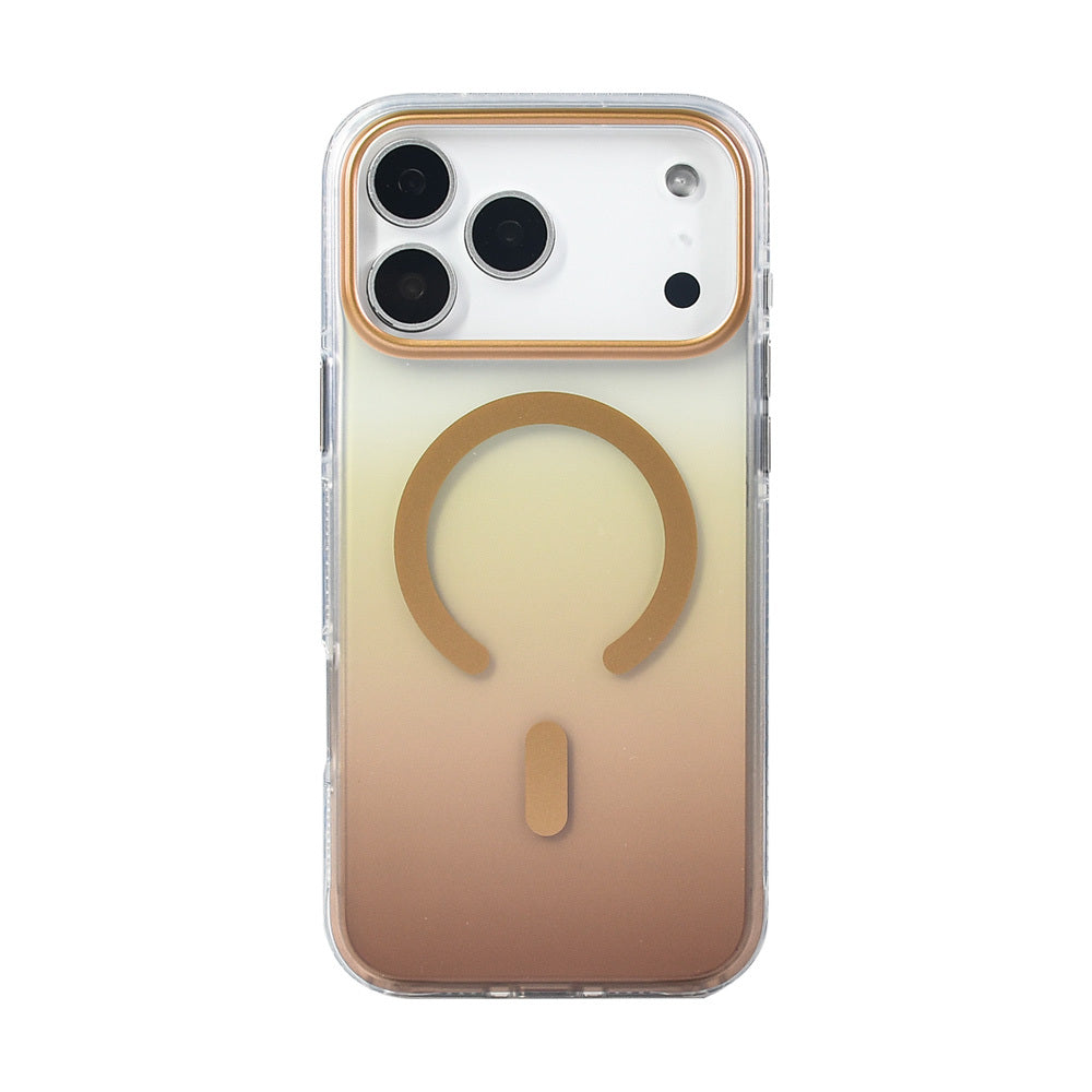Apple iPhone 17 Pro Max Kılıf M-safe Şarj Özellikli Transparan Renk Geçişli Zore Toros Kapak Rose Pembe