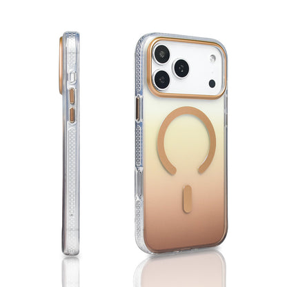 Apple iPhone 17 Pro Max Kılıf M-safe Şarj Özellikli Transparan Renk Geçişli Zore Toros Kapak Mavi