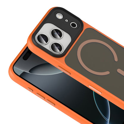 Apple iPhone 17 Pro Max Kılıf Mat Arka Yüzey Wireless Şarj Özellikli Zore Flet M-safe Kapak Turuncu