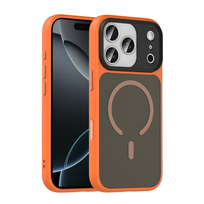 Apple iPhone 17 Pro Max Kılıf Mat Arka Yüzey Wireless Şarj Özellikli Zore Flet M-safe Kapak Siyah