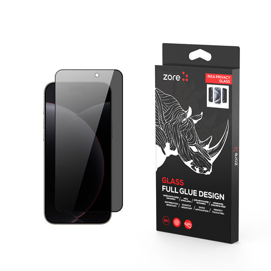Apple iPhone 17 Pro Max Zore Rika Premium Privacy Temperli Cam Ekran Koruyucu Siyah