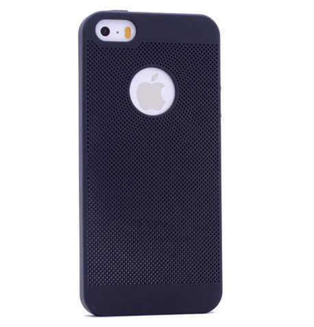 Apple iPhone 5 Kılıf Zore Delikli Rubber Kapak Siyah