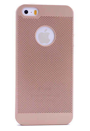 Apple iPhone 5 Kılıf Zore Delikli Rubber Kapak Gold