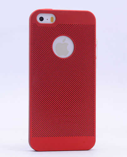 Apple iPhone 5 Kılıf Zore Delikli Rubber Kapak Kırmızı