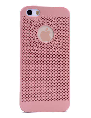 Apple iPhone 5 Kılıf Zore Delikli Rubber Kapak Rose Gold