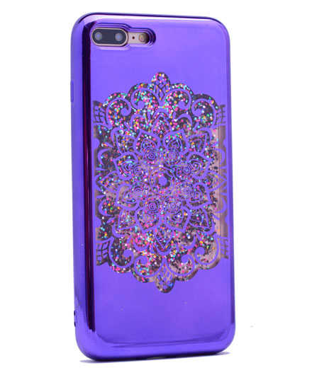 Apple iPhone 5 Kılıf Zore Lazer Çiçekli Sıvılı Silikon Mor