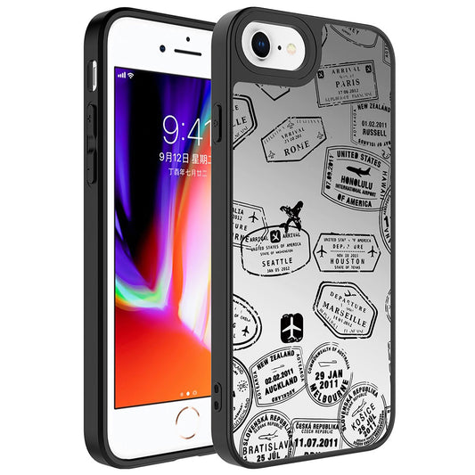 Apple iPhone 7 Kılıf Aynalı Desenli Kamera Korumalı Parlak Zore Mirror Kapak Seyahat
