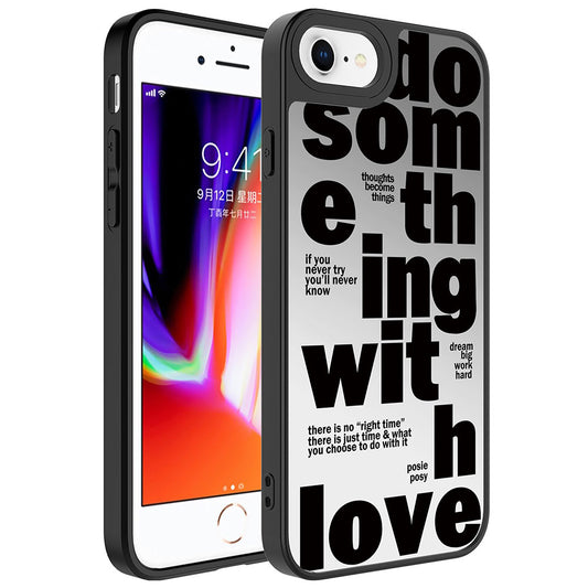 Apple iPhone 7 Kılıf Aynalı Desenli Kamera Korumalı Parlak Zore Mirror Kapak Love