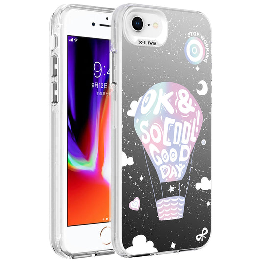 Apple iPhone 7 Kılıf Desenli Zore Silver Sert Kapak Balon