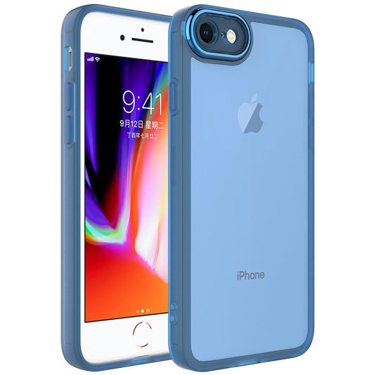 Apple iPhone 7 Kılıf Kamera Korumalı Transparan Zore Post Kapak Mavi