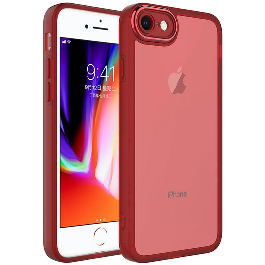 Apple iPhone 7 Kılıf Kamera Korumalı Transparan Zore Post Kapak Kırmızı