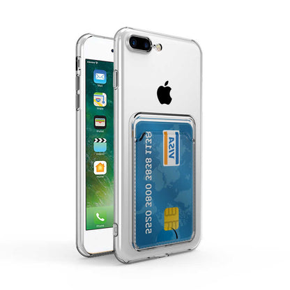 Apple iPhone 7 Kılıf Kartlıklı Şeffaf Zore Setra Clear Silikon Kapak Renksiz