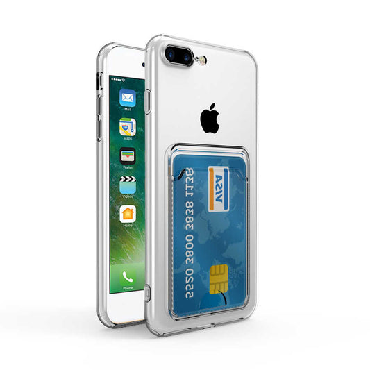 Apple iPhone 7 Kılıf Kartlıklı Şeffaf Zore Setra Clear Silikon Kapak Renksiz